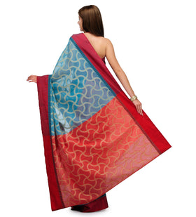 Sky Blue Chanderi Cotton Banarasi Saree