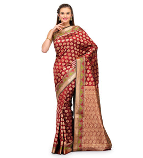 Maroon Art Silk Saree with Zari Border