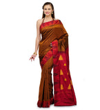 Mustard Silk Saree with Temple Border