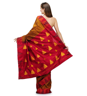 Mustard Silk Saree with Temple Border