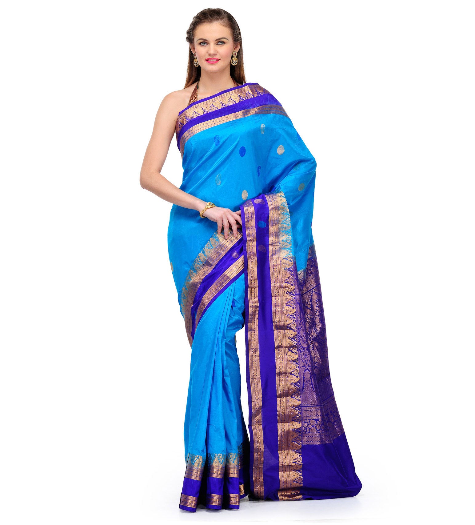 Turquoise Silk Saree