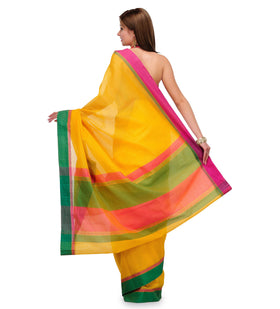 Yellow Kota Cotton Banarasi Saree