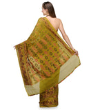 Olive Chanderi Cotton Banarasi Saree