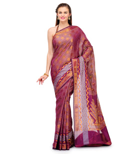 Purple Kora Banarasi Saree