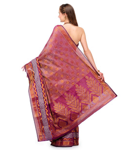 Purple Kora Banarasi Saree