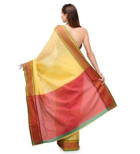 Yellow Chanderi Cotton Banarasi Saree