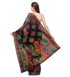 Black Chanderi Cotton Banarasi Saree