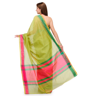 Green Chanderi Cotton Banarasi Saree