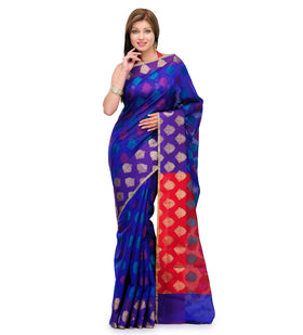 Royal Blue Chanderi Cotton Banarasi Saree