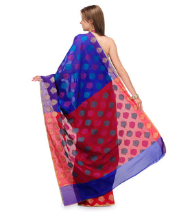 Royal Blue Chanderi Cotton Banarasi Saree