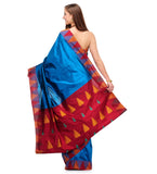 Dark Blue Silk Saree with Temple Border