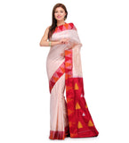 Beige Silk Saree with Temple Border