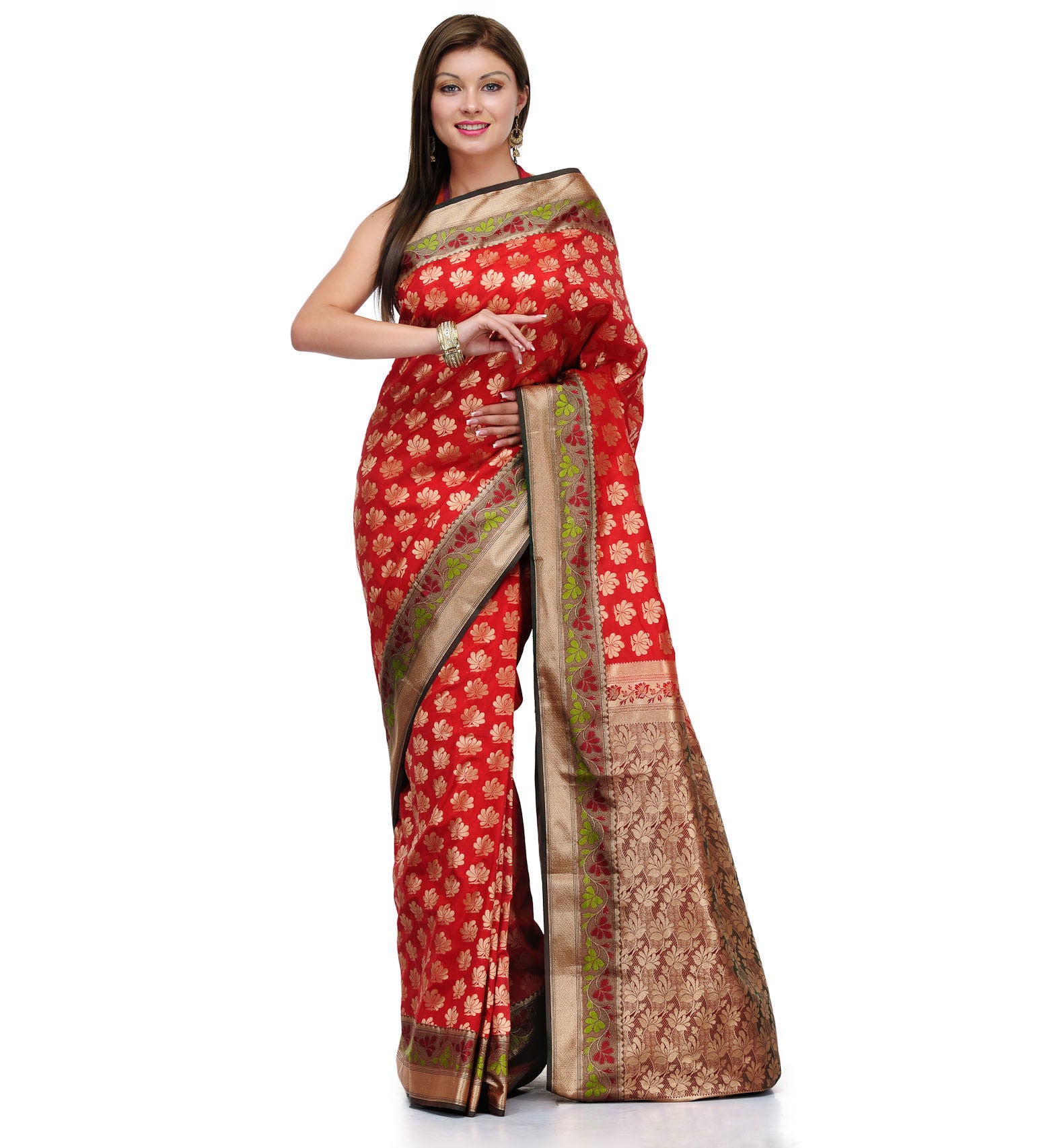 Red Art Silk Saree with Zari Border