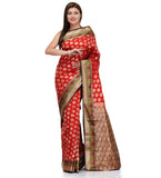 Red Art Silk Saree with Zari Border