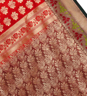 Red Art Silk Saree with Zari Border