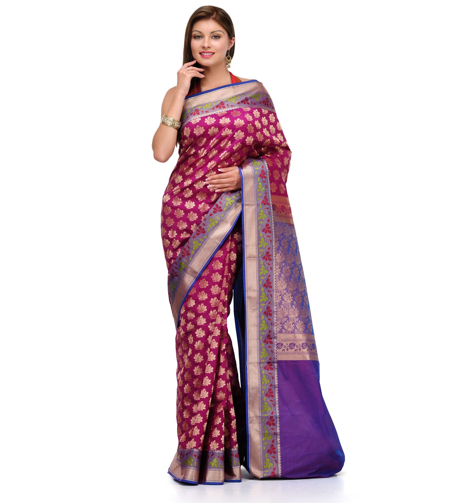 Purple Art Silk Saree with Zari Border