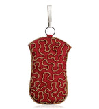 Maroon Satin Stone and Pearl Beaded Pouch