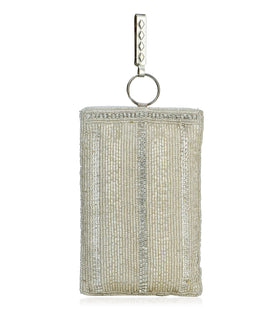 Silver Satin Stone & Pearl Beaded Pouch