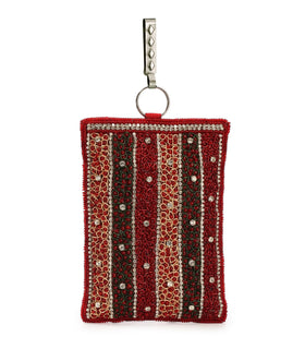 Maroon Satin Stone & Pearl Beaded Pouch