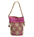 Magenta Art Silk Stone and Sequin Work Potli Pouch