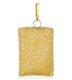 Mustard Satin Stone and Pearl Studded Pouch