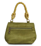 Olive Art Silk Zari and Sequin Hand Bag