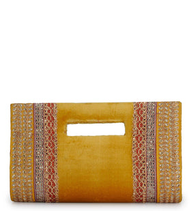 Golden Velvet Zari and Sequin Clutch