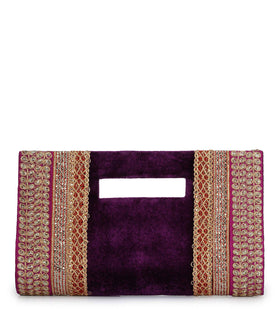 Violet Velvet Zari and Sequin Clutch