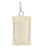 Off White Satin Stone & Pearl Beaded Pouch