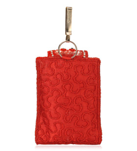 Red Satin Stone & Pearl Beaded Pouch