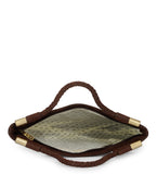 Brown Rexin Satin Figure Printed Clutch