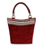 Maroon Velvet Zari and Sequin Hand Bag