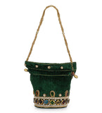 Green Velvet Stone and Pearl Work Potli Pouch