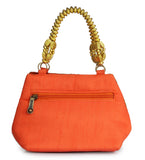 Orange Art Silk Zari and Sequin Clutch