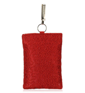 Red Satin Stone & Pearl Beaded Pouch