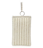 Off White Satin Stone and Pearl Beaded Pouch