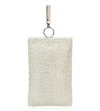 Off White Satin Stone and Pearl Beaded Pouch