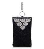 Black Satin Stone & Pearl Beaded Pouch