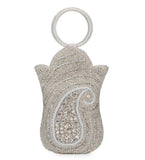 Silver Satin Stone and Pearl Studded Pouch