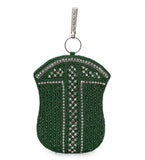 Green Satin Stone and Pearl Beaded Pouch