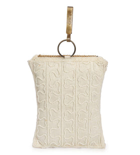 Off White Satin Stone & Pearl Beaded Pouch