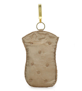 Fawn Satin Stone and Pearl Studded Pouch