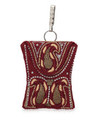 Maroon Satin Stone & Pearl Beaded Pouch