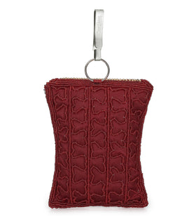 Maroon Satin Stone & Pearl Beaded Pouch