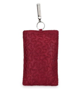 Maroon Satin Stone and Pearl Beaded Pouch