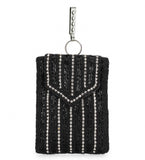 Black Satin Stone and Pearl Studded Pouch