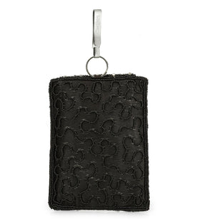 Black Satin Stone and Pearl Studded Pouch