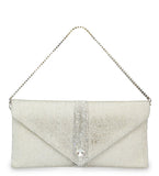 Silver Satin Stone and Pearl Beaded Clutch