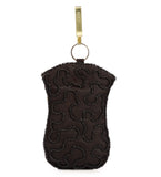 Black Satin Stone Pear & Shell Studded Pouch