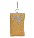 Golden Satin Stone & Pearl Beaded Pouch